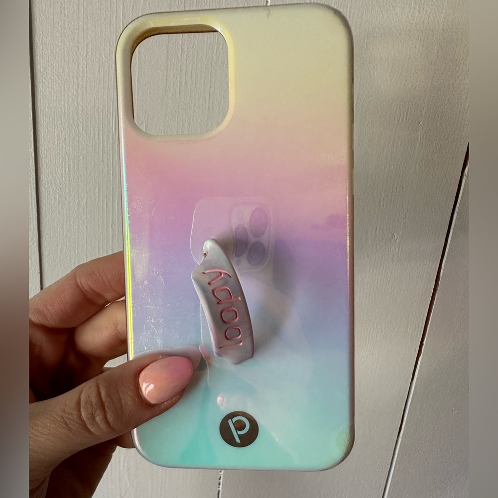 Iridescent loopy case w/ marble loop, iPhone 12 Pro